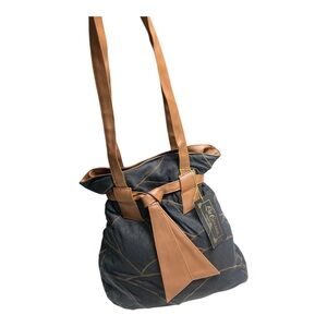 Dead stock Vintage La Covina Patchwork Black and Tan Leather Shoulder Bag